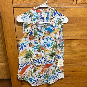St. John’s Bay Multicolor Tropical Print Sleeveless Shirt